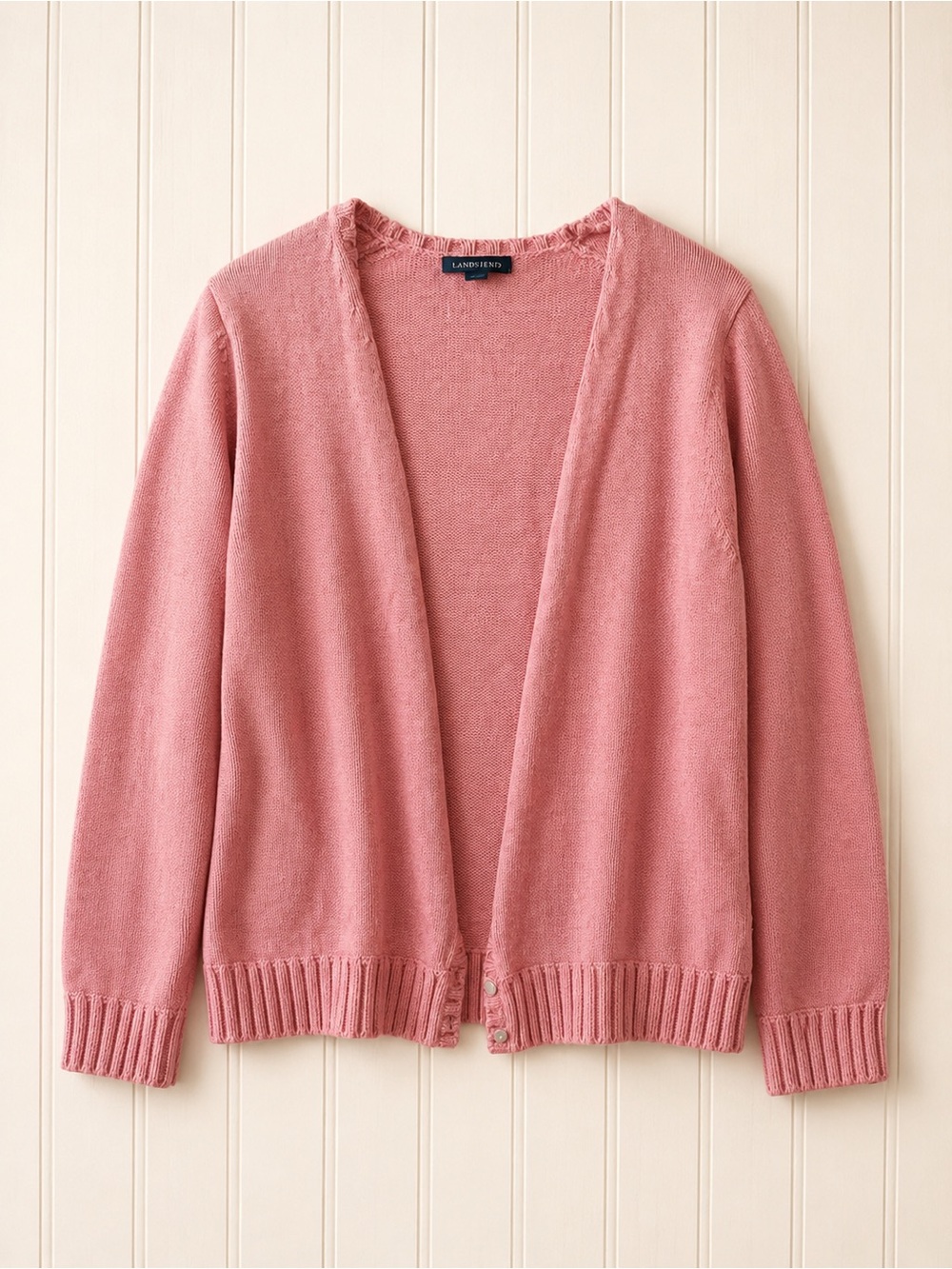 Lands' End Rose Pink Open Cardigan Sweater